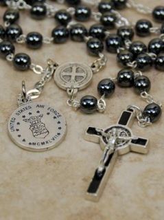 USAF Air Force Rosary Bead St Christopher Medal Saint Benedict