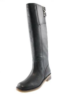 Lucky Brand New Andria Black Leather Buckle Knee High Boots Block Heel