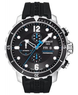 Tissot Watch, Mens Swiss Automatic Seastar 1000 Black Rubber Strap