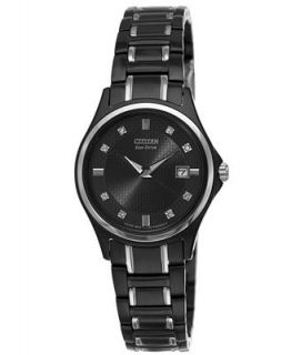 Citizen Watch, Womens Dress Eco Drive Diamond Accent Black Ion Plated