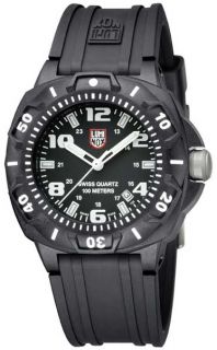 New Luminox Mens Sentry 0201 Black Rubber Quartz Watch with Black