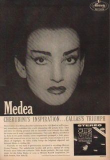 1959 Maria Callas Medea Album Luigi Cherubini LP Mercury Records 50s