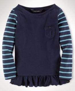 Ralph Lauren Kids Shirt, Little Girl Long Sleeve Pocket Tee
