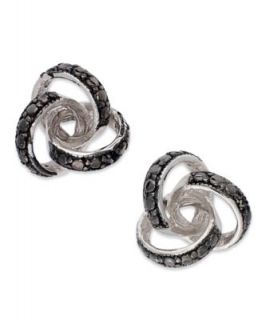 Victoria Townsend Sterling Silver Earrings, Black Diamond Accent Love