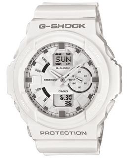 Shock Watch, Mens Analog Digital White Resin Strap 55x52mm GA150 7A