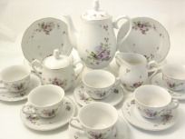 Lydia 21pc Tea Set in Purple & Orchid Roses Discounted Price