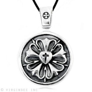 Luther Rose Seal Lutheran Cross Silver Pendant Necklace