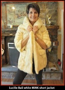 Lucille Ball Own White Champagne Mink Retro Jacket Car Coat I Love