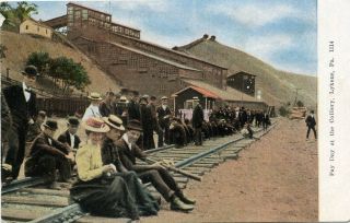 The Colliery Men Women on Train Tracks Lykens PA Postcard 1114