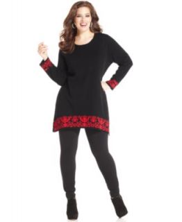 Extra Touch Plus Size Sweater, Short Sleeve Cable Scarf Tunic   Plus