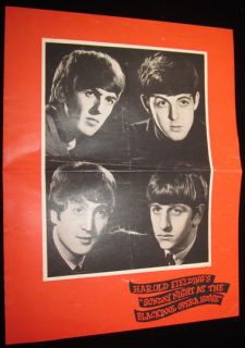 Beatles Concert Programme Vintage Pop Music Rock Roll Blackpool Opera