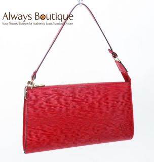 Authentic Louis Vuitton Red Epi Pochette Accessoires Accessory Bag