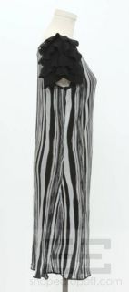 Missoni Black Grey Striped Knit Ruffled Short Sleeve Dress Size 42