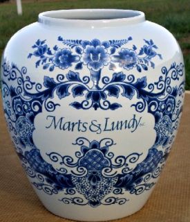Marts Lundy Advertising Delft Oil Jar Vase 10 VG