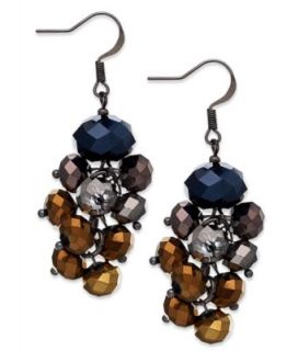 by Ali Khan Earrings, Hematite Tone Multi Color Glass Bead