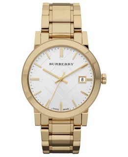 Burberry Watch, Mens Swiss Gold Ion Plated Stainless Steel Bracelet