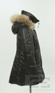 Mackage Black Nylon Fur Trim Hooded Long Sleeve Puffer Coat Size Large