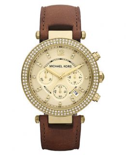Michael Kors Watch, Womens Chronograph Parker Chocolate Brown Leather