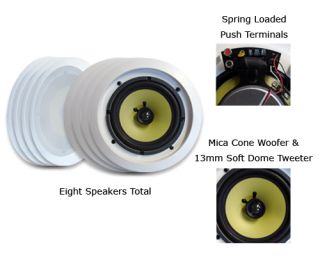New 4 Pair 150W in Wall Ceiling 6 5Home Audio Speakers