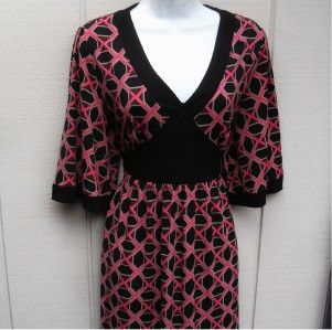  Style Co Jersey Black Pink Gray Graphic Empire Tie Back Dress