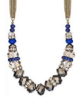 INC International Concepts Necklace, 12k Gold Plated Blue and Crystal
