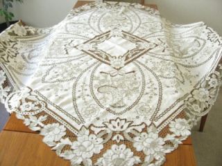 LAVISH Cutwork Embroidery Tablecloth Madeira FLOWERS & BASKETS 66x70