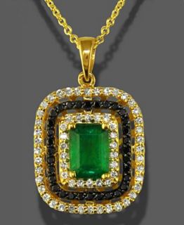 Effy Collection 14k Gold Pendant, Diamond (1/2 ct. t.w.) and Emerald