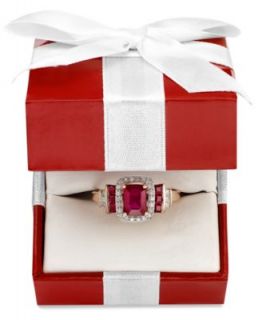14k Rose Gold Ring, Emerald Cut Ruby (1 5/8 ct. t.w.) and Diamond (1/5