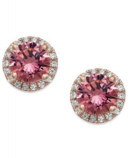 14k Rose Gold Over Sterling Silver Earrings, Pink Swarovski Zirconia