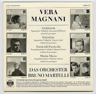 Vera Magnani 7 Single Ariola EP ORCH Bruno Martelli