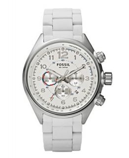 Fossil Watch, Mens Chronograph White Silicone Wrapped Stainless Steel