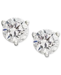 Diamond Earrings, 18k White Gold Near Colorless Certified Diamond Stud