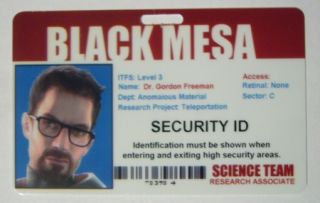 Half Life Black Mesa ID Card Security Steam Costume PVC
