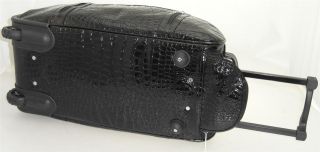 Ladies Lydc Designer Hand Luggage Mock Crock Wheeled Travel Holdall