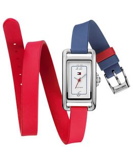 Tommy Hilfiger Watch, Womens Red and Blue Silicone Double Wrap Strap