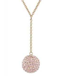 Swarovski Necklace, 22k Gold Plated Rose Crystal Pointage Ball Pendant