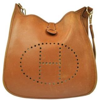 Auth Hermes Evelyn Shoulder Bag Brown Coromandel Leather Vintage
