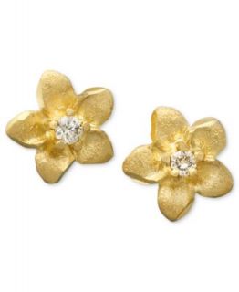 Childrens 14k Gold Earrings, Blue Flower   Earrings   Jewelry