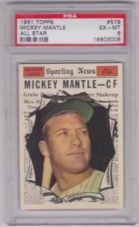 1961 Topps Mickey Mantle All Star 578 Hi PSA 6 NY Yankees