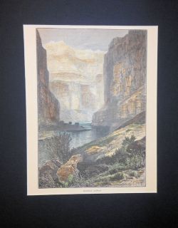 Hand Colored Marble Canyon Arizona Colorado River 1874 Thomas Moran