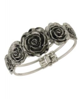 2028 Necklace, Silver Tone Jet Enamel Flower Pendant   Fashion Jewelry