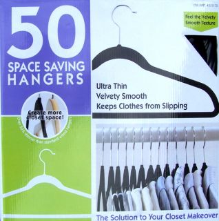 New Set of 50 Black Velvet Thin Clothes Hangers Closet