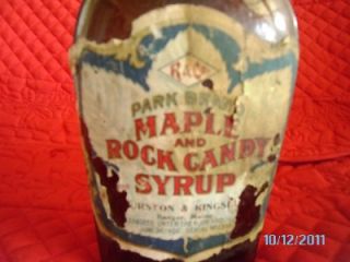 Vintage 1906 R&Co. PARK BRAND MAPLE & ROCK CANDY SYRUP Bottle Bangor