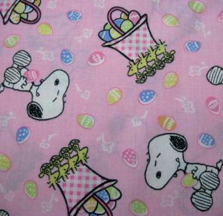 Peanuts Pink Easter Fabric Snoopy Easter Basket 2003 2 Yards