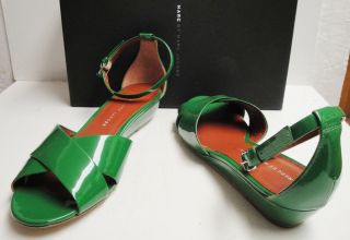Marc by Marc Jacobs Patent Leather Small Wedge Sandals Shoes 38 5