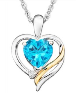 14k Gold and Sterling Silver Pendant, Blue Topaz (1 3/8 ct. t.w.) and