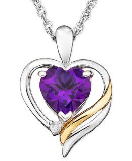 14k Gold and Sterling Silver Pendant, Amethyst (1 ct. t.w.) and