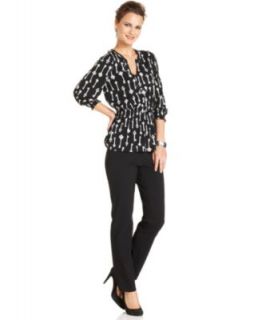 Alfani Three Quarter Sleeve Printed Top & Bootcut Slimming Pants