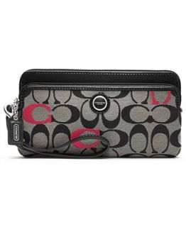 COACH POPPY EMBROIDERED SIGNATURE DOUBLE ZIP WALLET