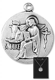 All Saints K Z Catholic Patron Pewter Medal Pendant Necklace w Chain